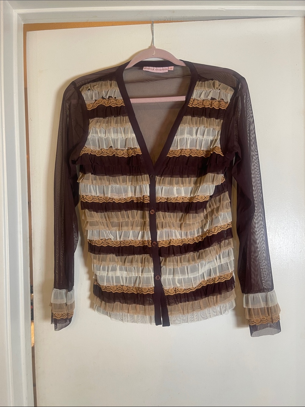 Rebecca Thompson sheer pleated top size 2